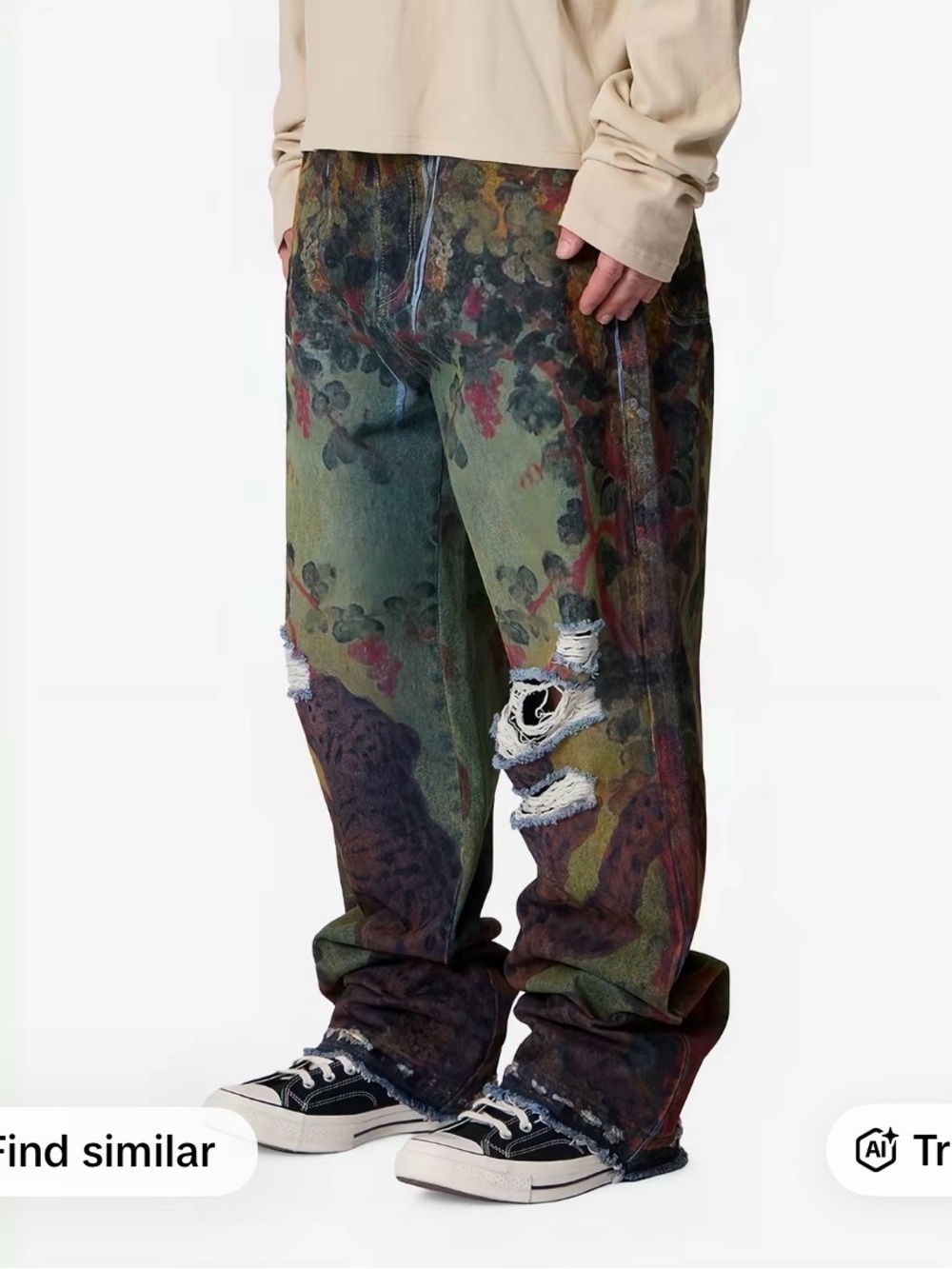 MNML Ultra Baggy Leopard Denim Jeans 34 - Picture 3 of 8